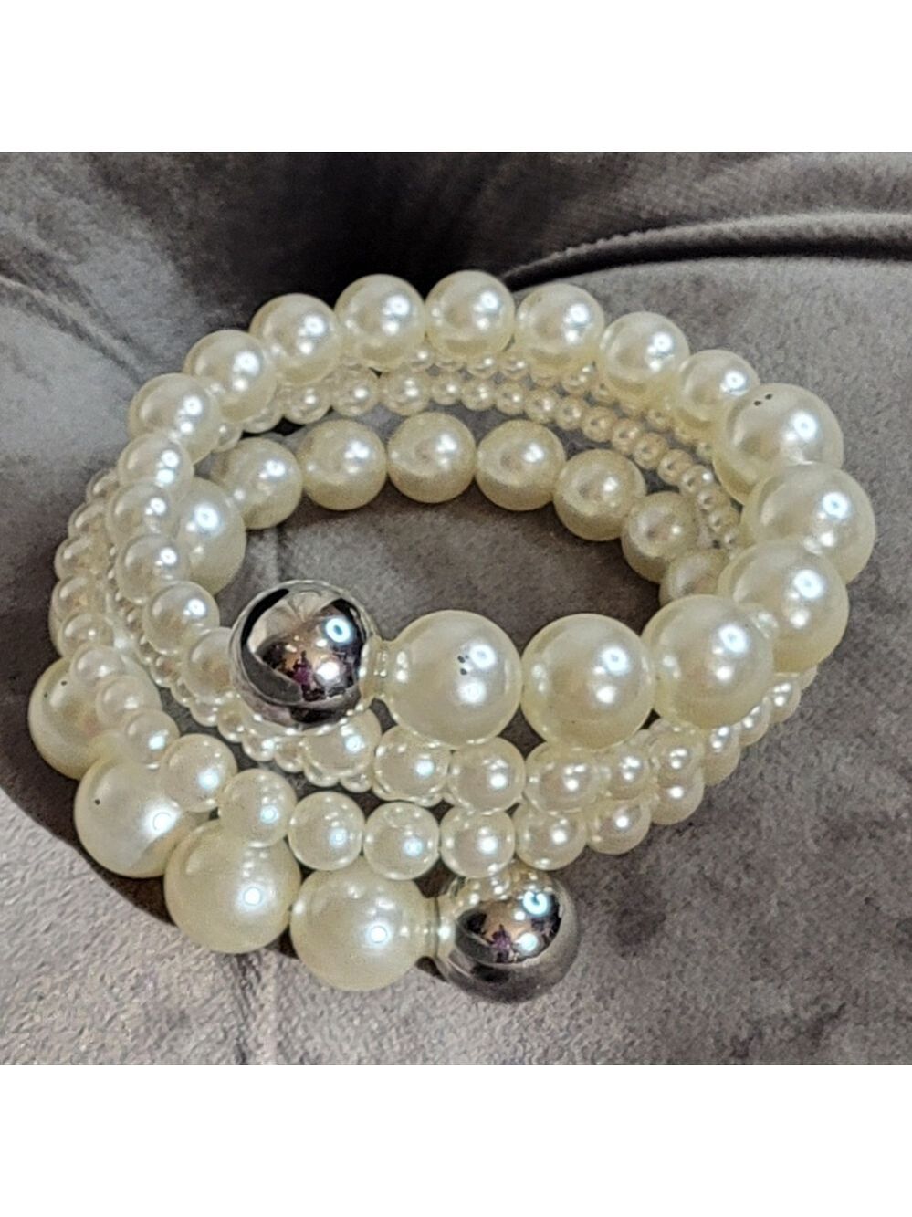 Ivory Beaded Plus Size Stackable Bracelet